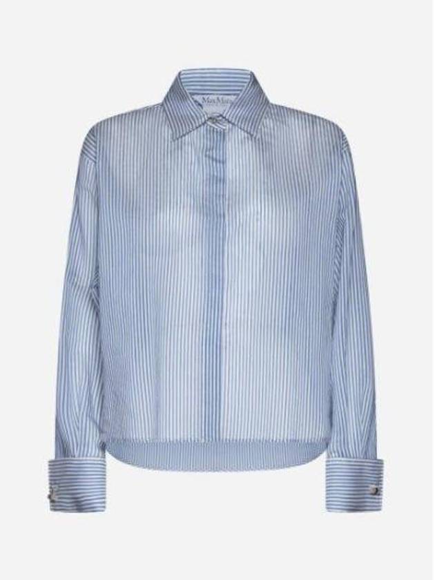 Vertigo Striped Cotton Shirt White Blue - MAX MARA - BALAAN 2