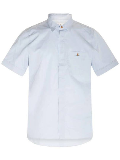 Men's Logo Classic Short Sleeve Shirt Light Blue - VIVIENNE WESTWOOD - BALAAN 2