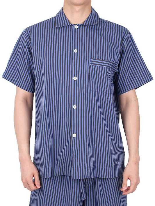 Poplin Striped Pajamas Short Sleeve Shirt SWE VS - TEKLA - BALAAN 2