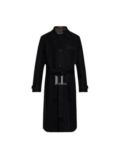 Logo Patch Wool Single Coat Black - GUCCI - BALAAN 2