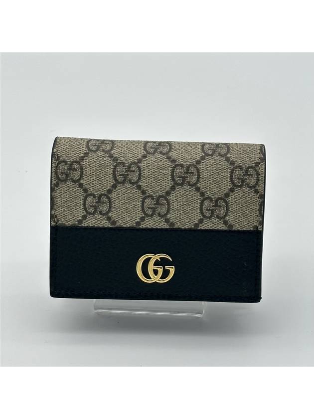 GG Marmont Supreme Canvas Bifold Card Wallet Beige Black - GUCCI - BALAAN 3