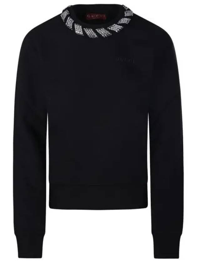 Crew Neck Cotton Sweater Black - GUCCI - BALAAN 2