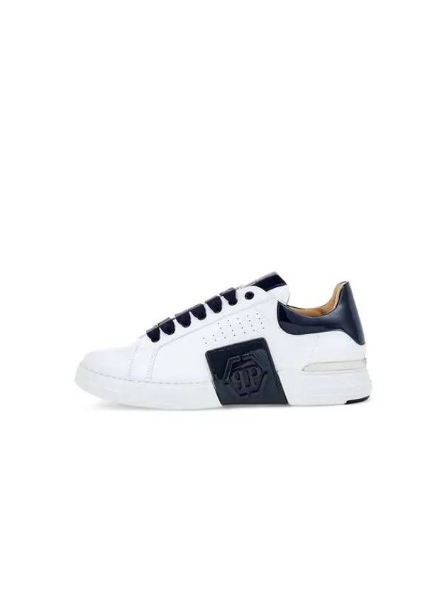 Men s Skull Logo Tongue Low Top Sneakers Dark Blue - PHILIPP PLEIN - BALAAN 1