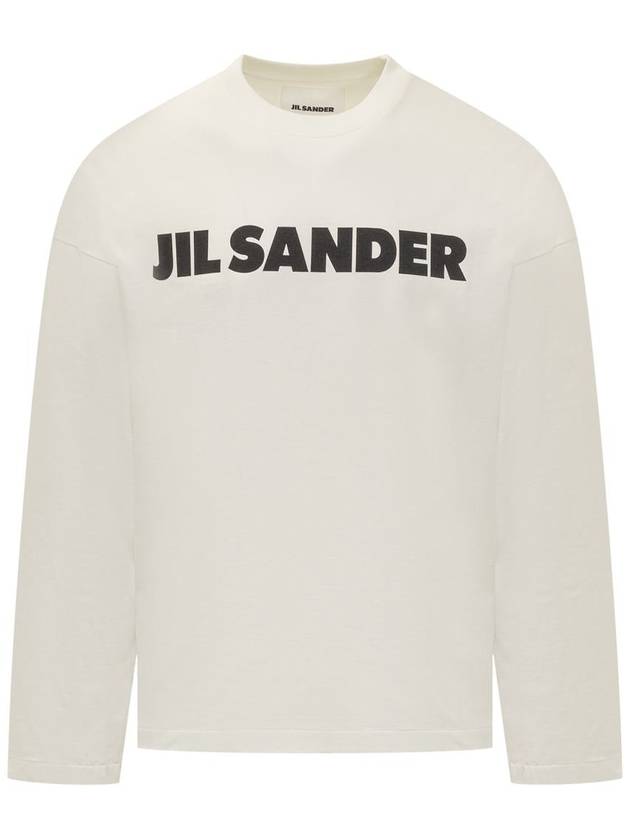 Logo Print Cotton Long Sleeve T-Shirt White - JIL SANDER - BALAAN 2