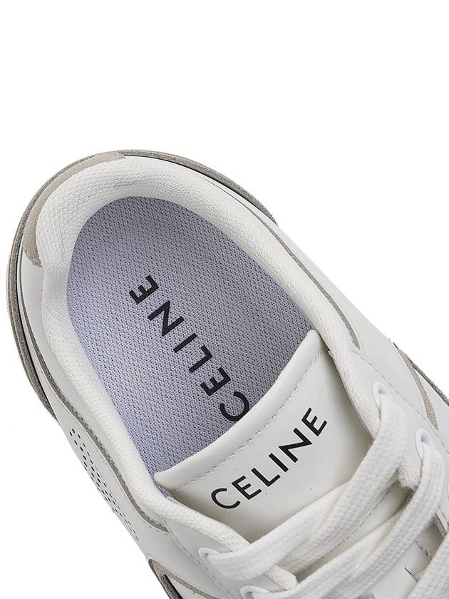 CT 10 Trainer Lace Up Suede Calfskin Low Top Sneakers White - CELINE - BALAAN 8