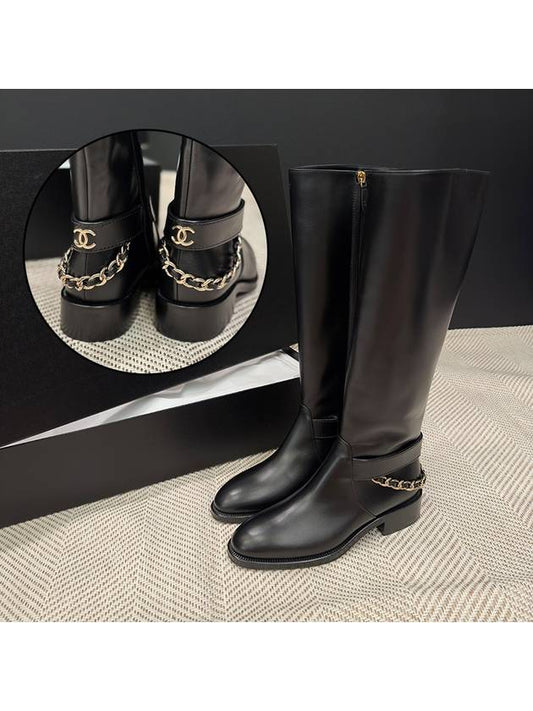 CC bag chain logo long boots black - CHANEL - BALAAN 2