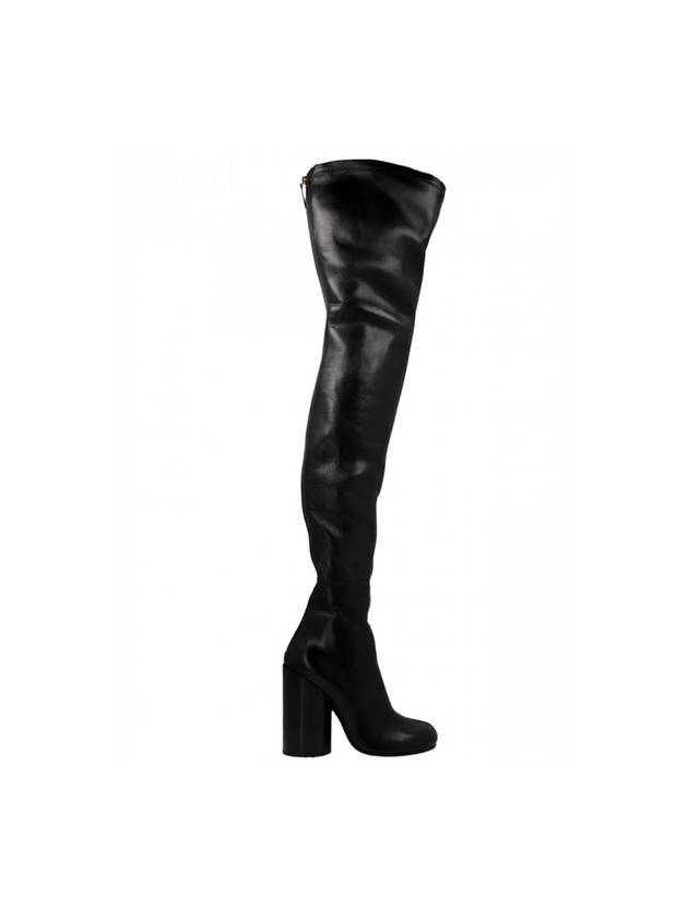 Leather Over The Knee Socks Long Boots Black - BURBERRY - BALAAN 1