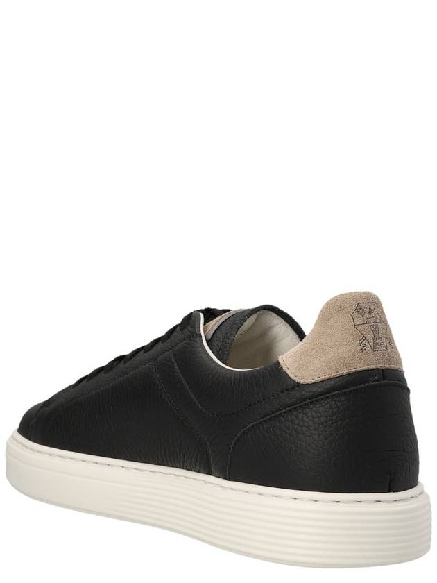 Logo Leather Low Top Sneakers Black - BRUNELLO CUCINELLI - BALAAN 3