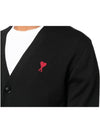 Red Heart Logo Merino Wool Cardigan Black - AMI - BALAAN 4