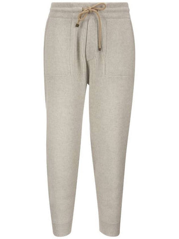 Knit Jogger Track Pants Gray - BRUNELLO CUCINELLI - BALAAN.