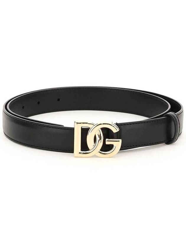 Women's Gold DG Logo Leather Belt Black - DOLCE&GABBANA - BALAAN 2