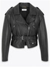 Crop Lambskin Biker Jacket Black - SAINT LAURENT - BALAAN 2