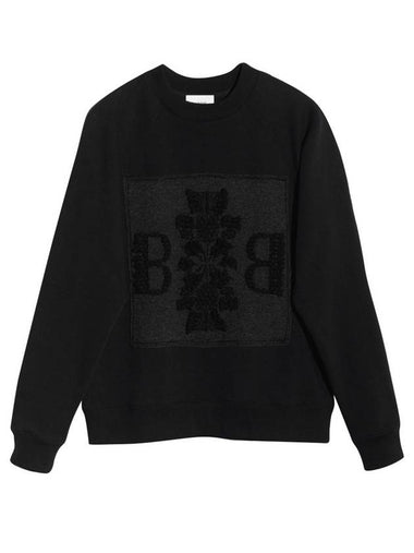 B logo patch cashmere sweatshirt black - BARRIE - BALAAN 1