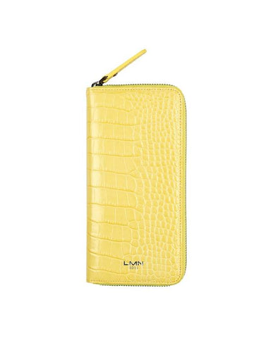 Unisex Crocodile Embossed Long Wallet Lemon - LMN3011 - BALAAN 1