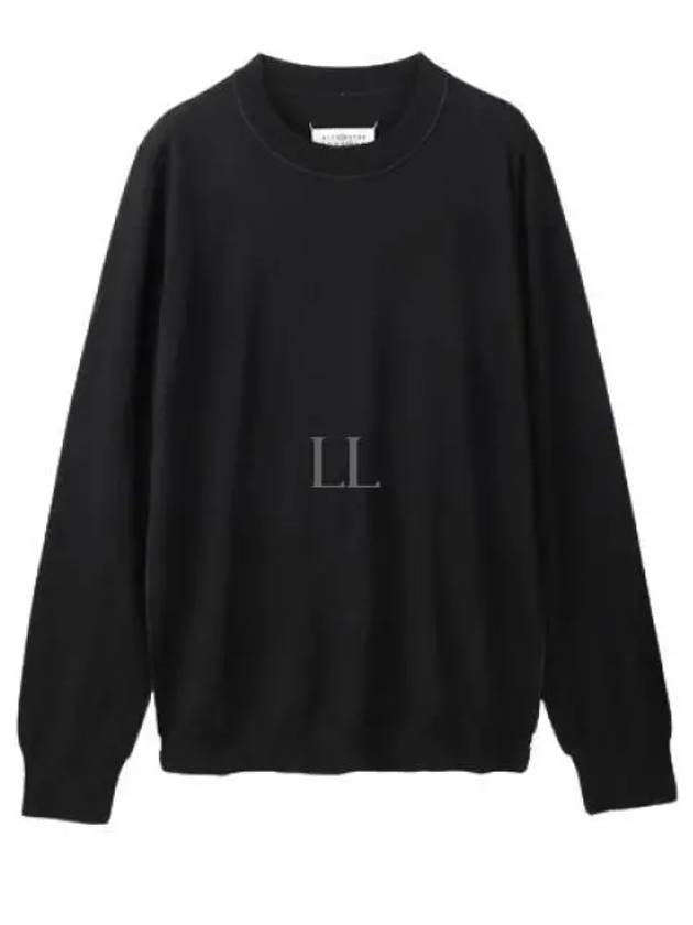 Back Stitch Crew Neck Wool Knit Top Black - MAISON MARGIELA - BALAAN 2