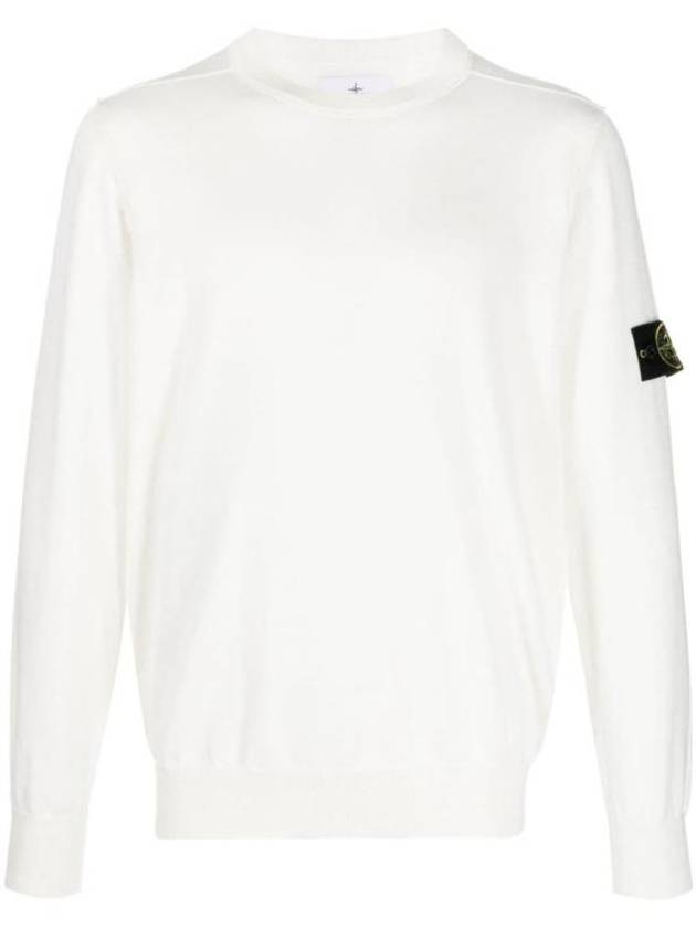 Crewneck Soft Cotton Knit Top White - STONE ISLAND - BALAAN 1