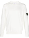 Crewneck Soft Cotton Knit Top White - STONE ISLAND - BALAAN 1
