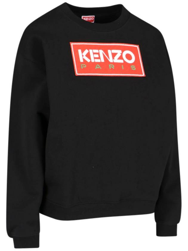 Women's Paris Logo Crew Neck Cotton Sweatshirt Black - KENZO - BALAAN 3