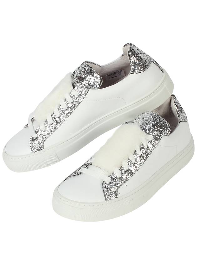 Joshua Sanders Women's Fur Glitter Sneakers 10166GFW WHITE JSS013 - JOSHUA SANDERS - BALAAN 3