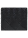 Intrecciato Leather Bi Fold Half Wallet Black - BOTTEGA VENETA - BALAAN 2