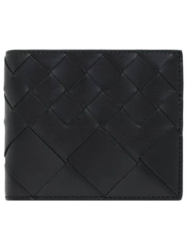 Intrecciato Leather Bi Fold Half Wallet Black - BOTTEGA VENETA - BALAAN 2