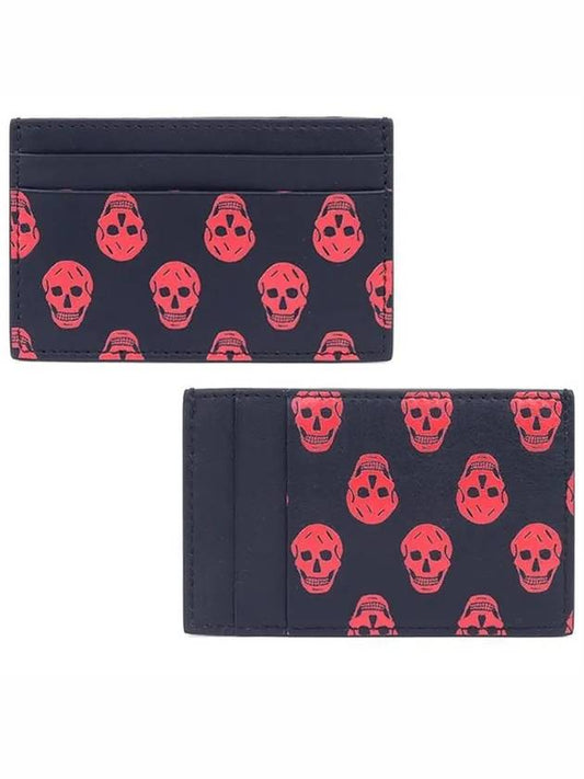Biker Skull Card Wallet Black Red - ALEXANDER MCQUEEN - BALAAN.