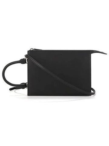 Trace Logo Small Leather Shoulder Bag Black - JIL SANDER - BALAAN 1