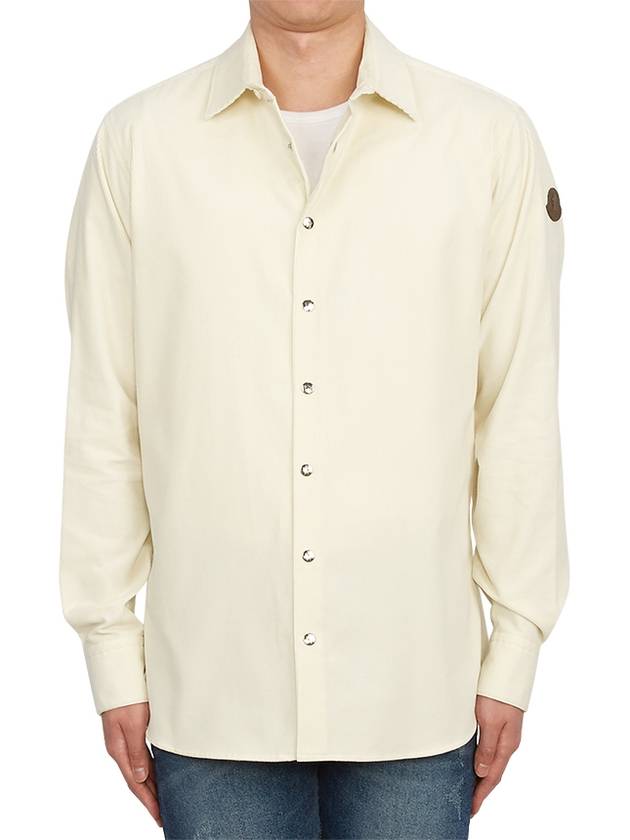 Men's Corduroy Slim Cut Long Sleeve Shirt White - MONCLER - BALAAN 3