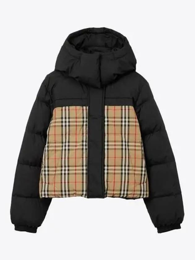 Women's Vintage Check Crop Reversible Padding Black Archive Beige - BURBERRY - BALAAN 2