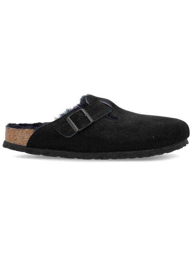 Boston Shearling Suede Slippers Black - BIRKENSTOCK - BALAAN 2