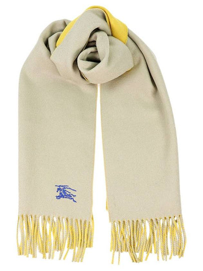 Embroidered Logo Reversible Cashmere Scarf Hunter Yellow - BURBERRY - BALAAN 2