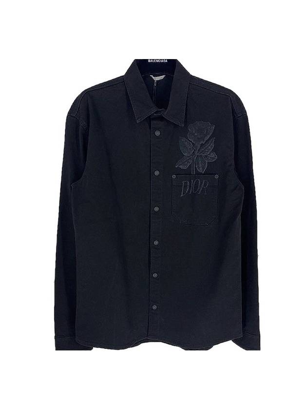 Foxton Tonal Flower Over Long Sleeve Shirt Black - DIOR - BALAAN 1