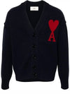 De Coeur Logo Wool Cardigan Navy - AMI - BALAAN 2