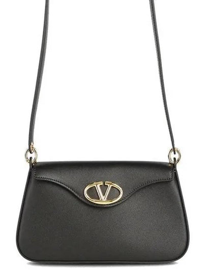 Logo Plaque Fold Over Cross Bag Black - VALENTINO - BALAAN 2