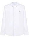 Fox Patch Cotton Long Sleeve Shirt White - MAISON KITSUNE - BALAAN 1