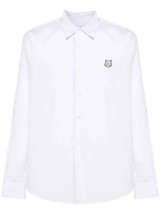Fox Patch Cotton Long Sleeve Shirt White - MAISON KITSUNE - BALAAN 1