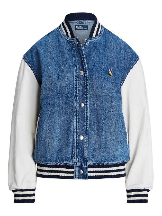 Pony Logo Denim Bomber Jacket Blue - POLO RALPH LAUREN - BALAAN 1