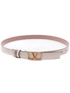 Reversible V Logo Signature Leather Belt White - VALENTINO - BALAAN 5