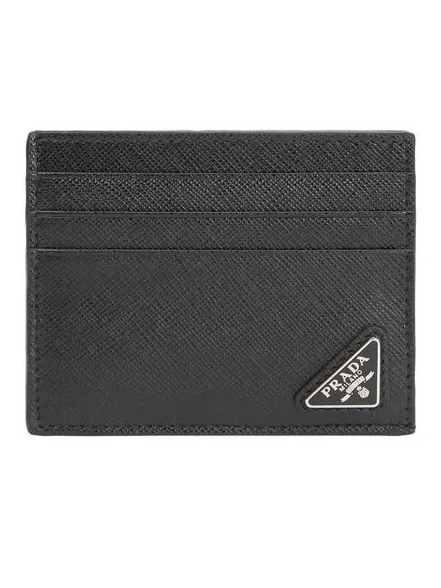 Triangle Logo Saffiano Card Wallet Black - PRADA - BALAAN 2