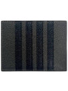 Pebble Calfskin 4-Bar Applique Note Card Wallet Dark Grey - THOM BROWNE - BALAAN.