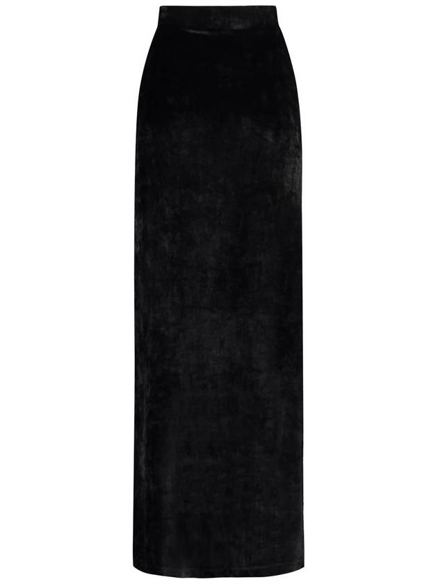 Velvet Effect High Waisted H-Line Skirt Black - BALENCIAGA - BALAAN 3