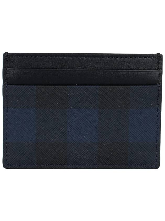 Check Leather Card Wallet Navy - BURBERRY - BALAAN 4