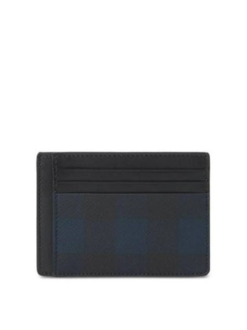 Check Pattern Clip Card Wallet Navy - BURBERRY - BALAAN 1