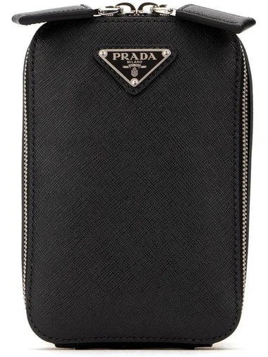 Triangle Logo Saffiano Leather Belt Bag Black - PRADA - BALAAN 1