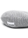 Logo Rib Edge Wool Beret Paloma Melange - GANNI - BALAAN 3