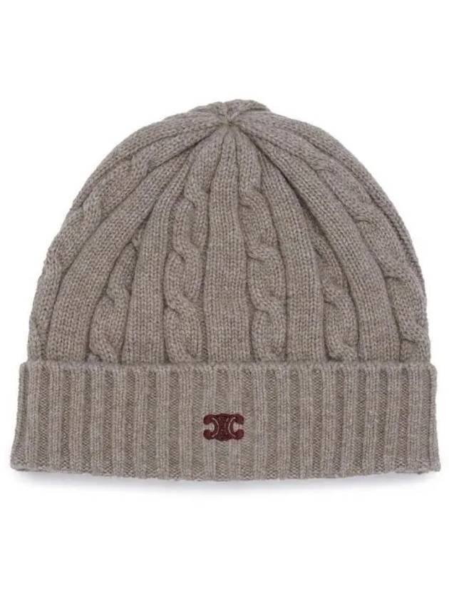 Triomphe Cable Knit Beanie Light Taupe - CELINE - BALAAN 2