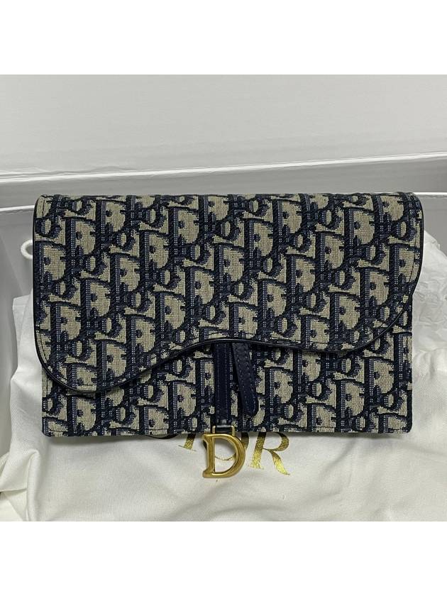 Saddle Pouch Blue  Oblique Jacquard - DIOR - BALAAN 3