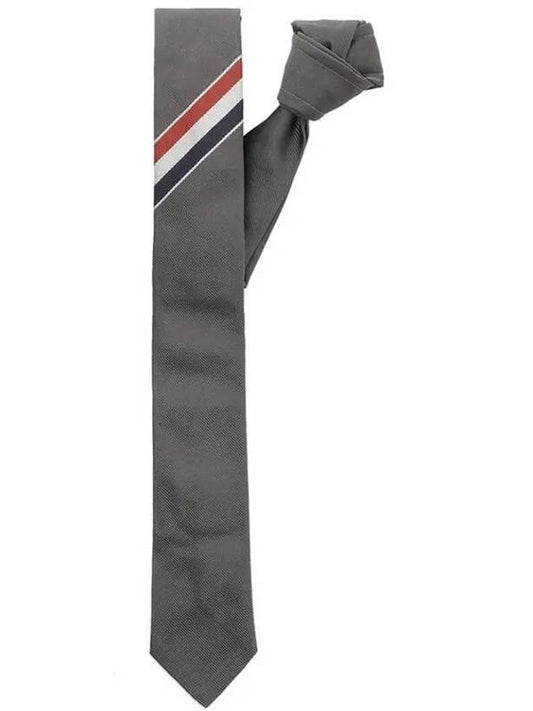 Men's Grosgrain Stripe Tie Dark Grey - THOM BROWNE - BALAAN 2