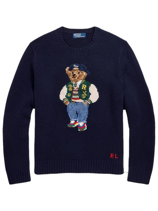 Polo Bear Intarsia Wool Cashmere Sweatshirt Navy - POLO RALPH LAUREN - BALAAN 2