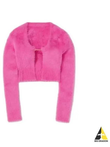 Jacquemus Women s Logo Steel Fluffy Open Crop Cardigan Pink Purple 223KN010 2380 - JACQUEMUS - BALAAN 1